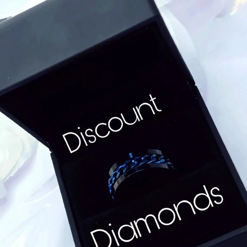 SPINNER Titanium Polished Black Ring - Blue Chain